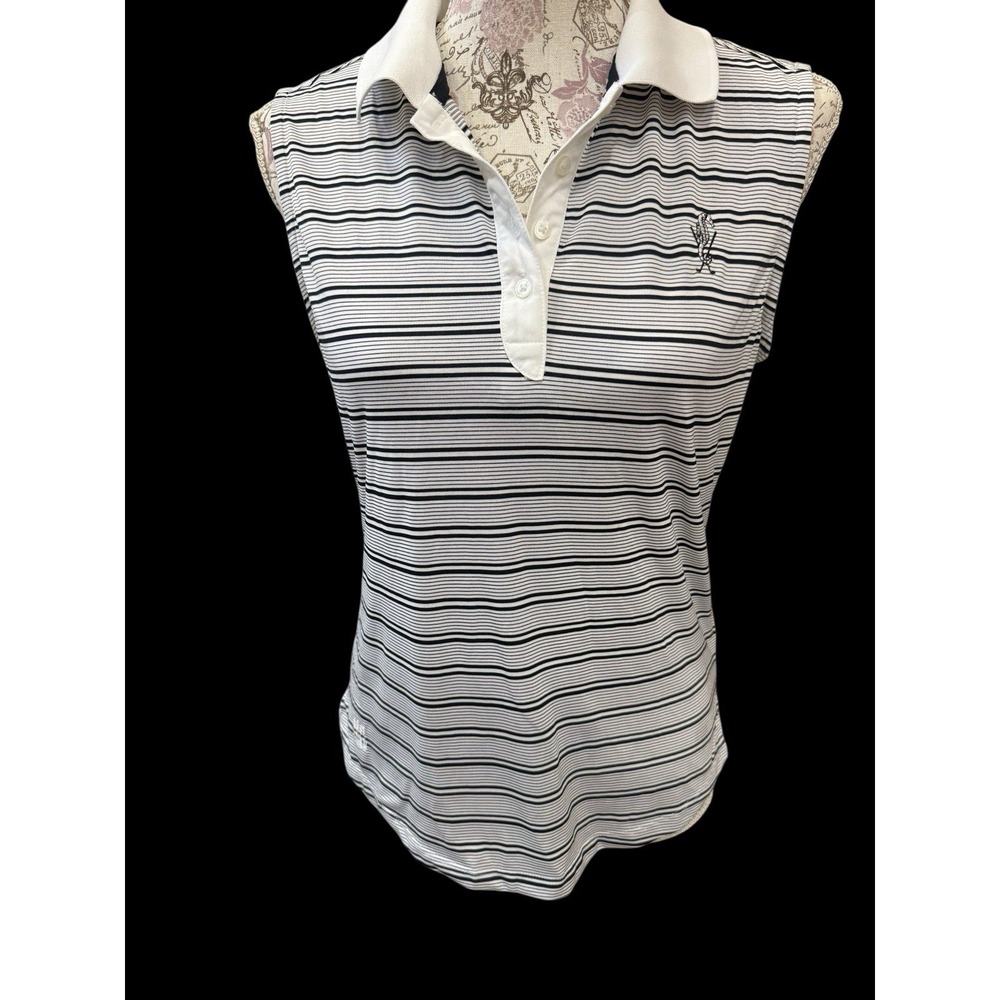 Women's Kate Lord NWOT Sleeveless Gold Shirt Size M. Blue Stripe